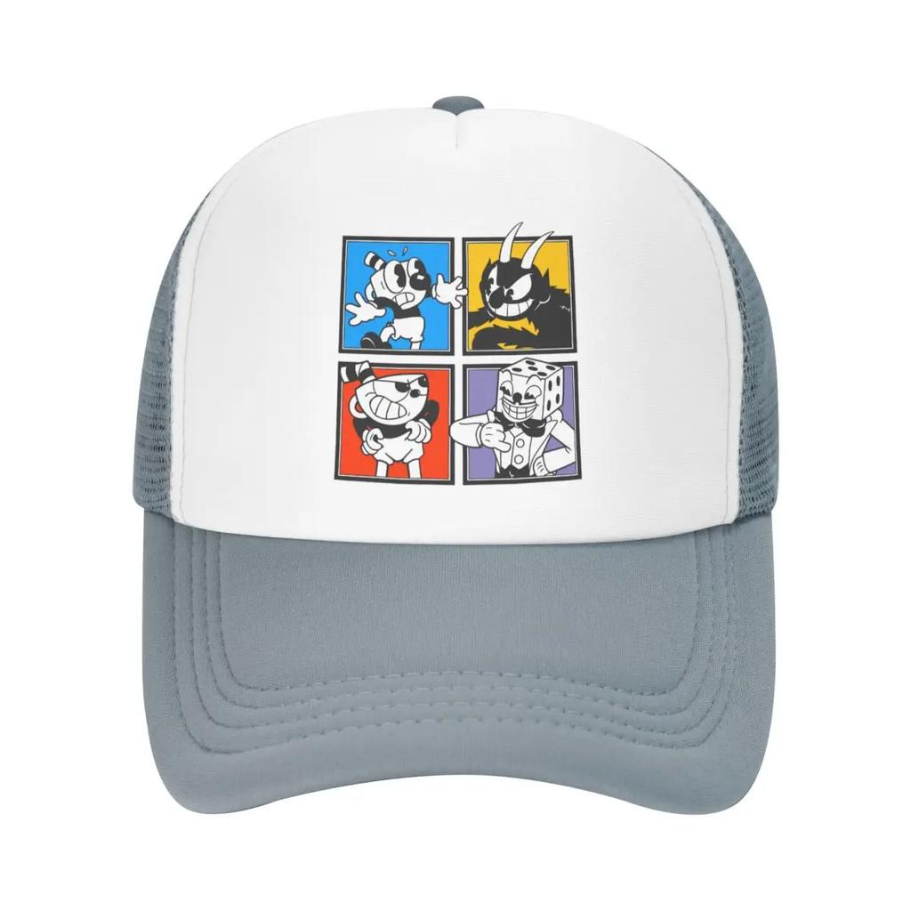 Personalized Cuphead Characters Trucker Hat Unisex Women Adjustable Adult Cartoon Game Baseball Cap Hip Hop Dad Hat
