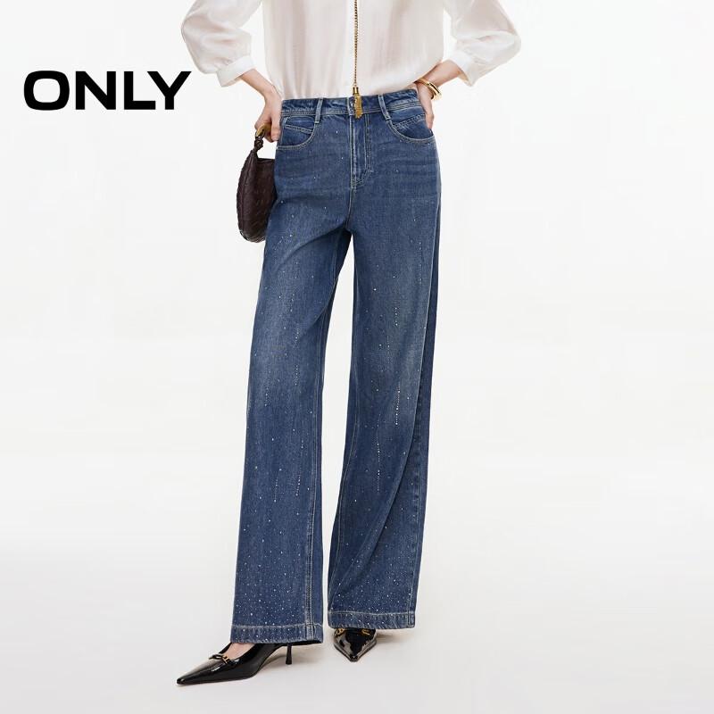 

ONLY Women s Rhinestone Embellished High-Waist Straight Jeans S