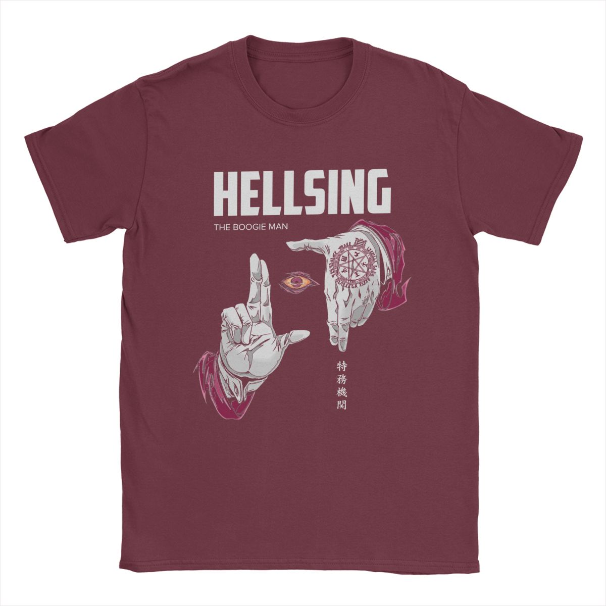 

Повседневная футболка Hellsing The Boogies Man для мужчин с круглым вырезом, 100% хлопок, футболка с коротким рукавом, футболка для взрослых XXXXXL бордовый