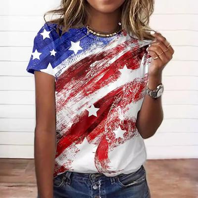 XL-7XL Plus Size Independence Day Themed Series 3D Printed T-shirt Round Neck Women's Short Sleeved T-shirt Top