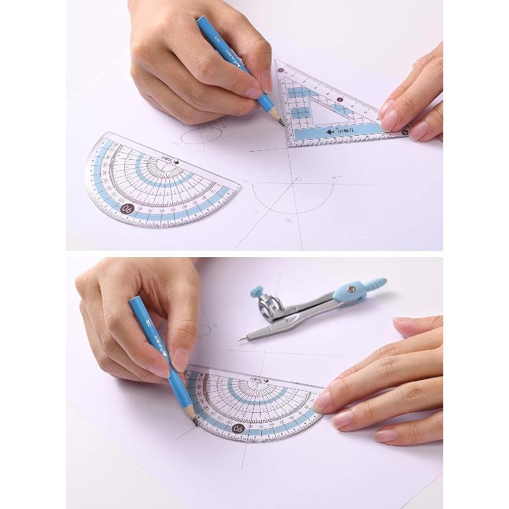 8 Pcs Compass/Math Set for Students with Shatterproof Storage Box, Geometry Set for School, Includes Ruler, Protractor, Compass, Pencil,Pencil