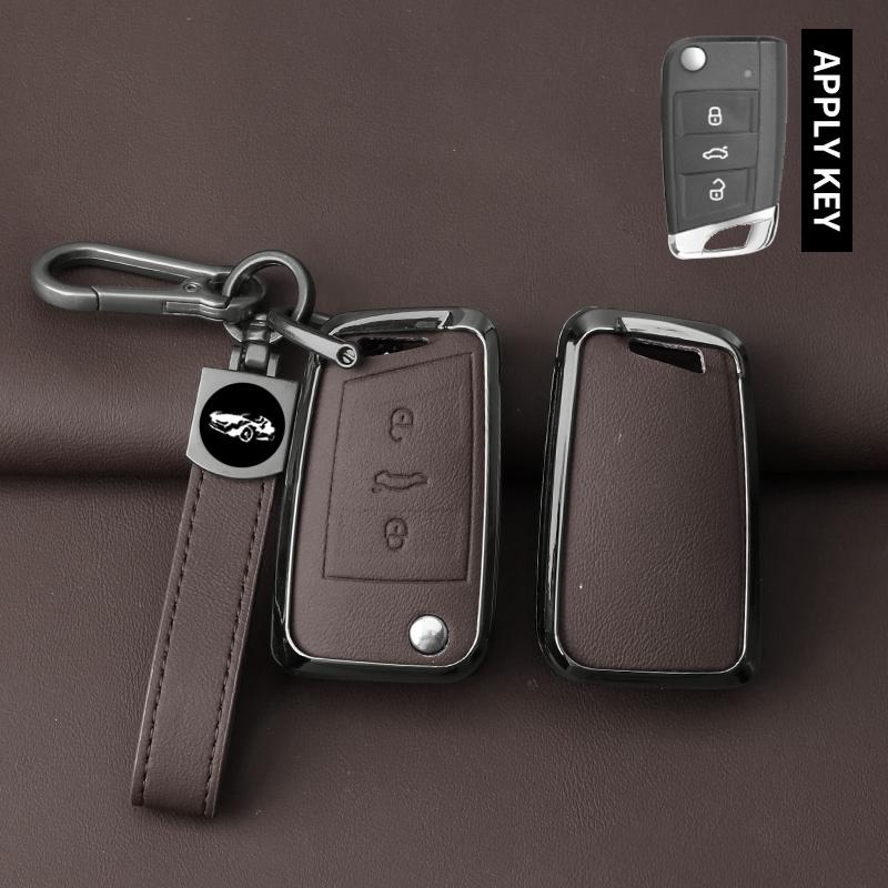 Interior Mouldings Metal Car Key Case Cover Shell For VW Volkswagen Golf 7 MK7 Tiguan MK2 SEAT Ateca Leon FR 2 Ibiza For Skoda O