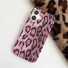 Sexigt läder leopardtryck halvskal för iPhone 16 Pro Max 15 14 Plus 13 12 Pro 11 fallskyddsskydd