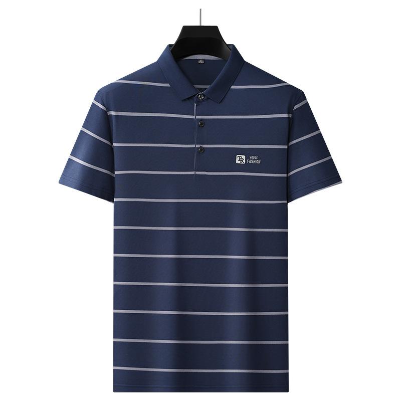 

Dmao Short-sleeved POLO shirt, men s pure cotton breathable T-shirt, business casual lapel top XXXXL темно-синього кольору
