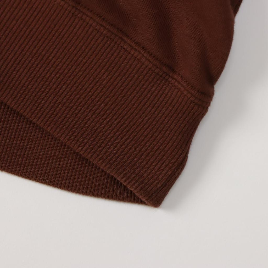 Champion Basic Short Sleeve Crew Neck Cotton Fleece Sweatshirt with Embroidered Amber Brown Women's Logo, (CW-Z008)