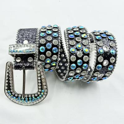 Damen Mode-Gürtel mit Strasssteinen - Stilvolles PU-Leder mit Voll-Diamant-Design