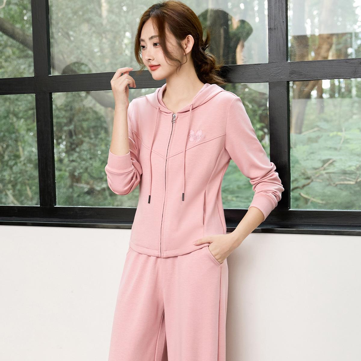 

Women s Trendy Hooded Sweatshirt & Wide-Leg Pants Two-Piece Set, Casual Korean Style for Spring/Autumn L