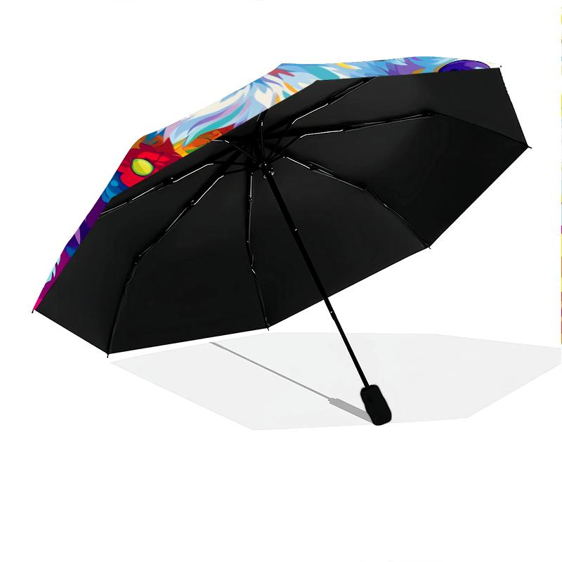 Colorful Samoyed Pattern, Automatic Folding Umbrella, Portable and Foldable Design, 8 Ribs, a Christmas or Birthday Gift.