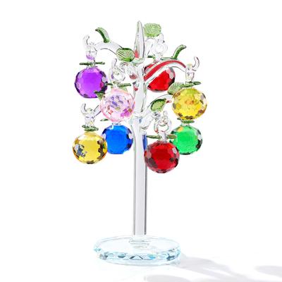 8-Piece Crystal Apple Tree Ornaments, Artificial Crystal Colorful Apples, Glass Lucky Apple Gifts for Women, Home Feng Shui Decor, Birthday Gifts