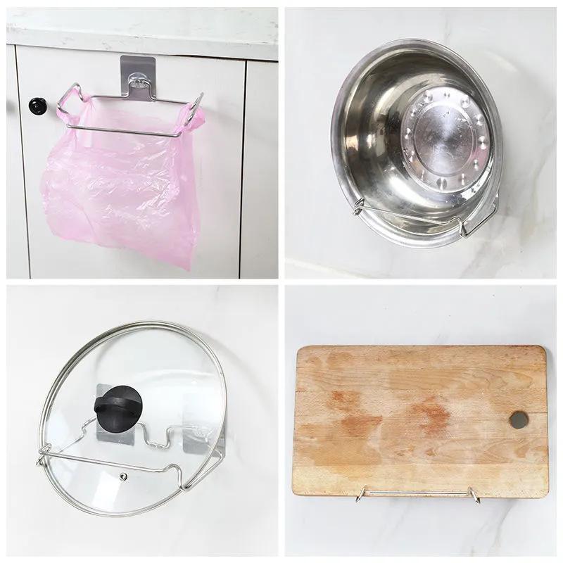 Soporte colgante de acero inoxidable para bolsas de basura, para puerta, para cocina, para almacenar residuos de cocina.