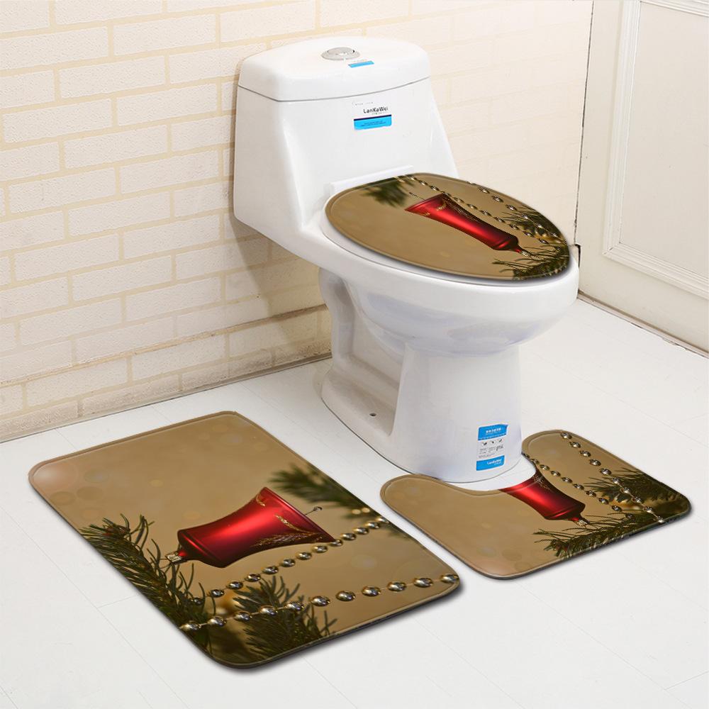 Christmas Bathroom Floor Mat Toilet Three-Piece Set