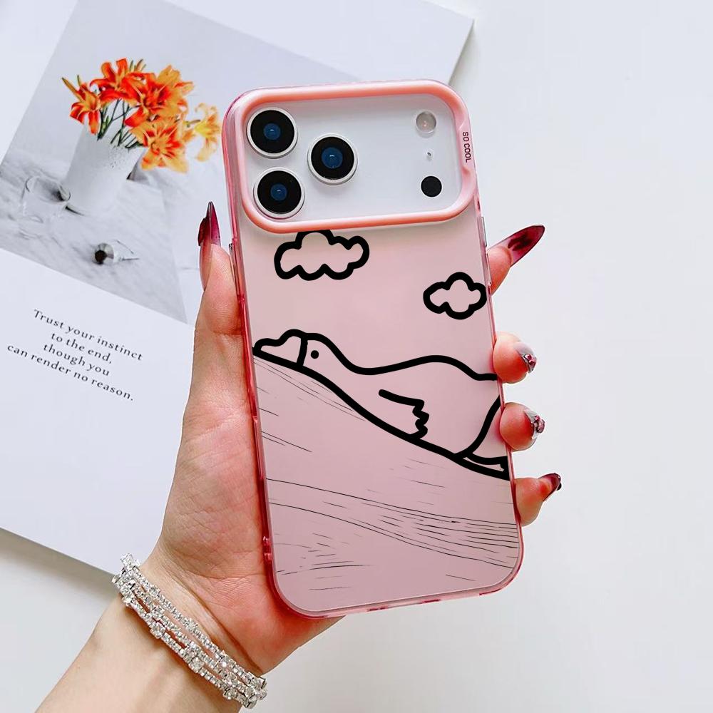 Cute Cartoon Duck Phone Case For iPhone 17 16 15 14 13 12 11 Pro Max Air Matte Laser Aurora Shockproof Funda