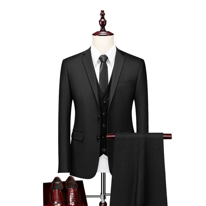 Men's Slim Fit Korean Style Suit - Three-Piece Formal Business Attire for Groom or Groomsman