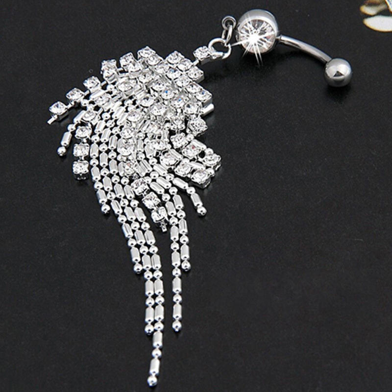 Tassel Navel Dangle Button Belly Ring Bar Body Piercing Jewelry
