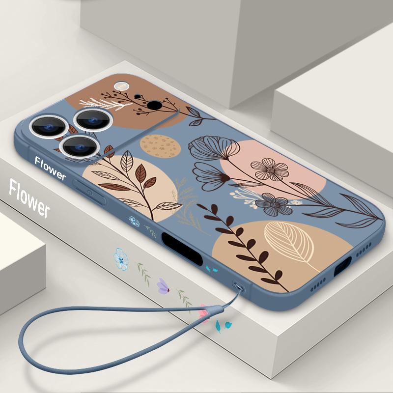 Cartoon Daisies Flower Pattern Lanyard Case For iPhone 17 Pro Max iPhone 16 15 14 13 Pro Max 11 16E 17E Soft Silicone Phone Back Cover