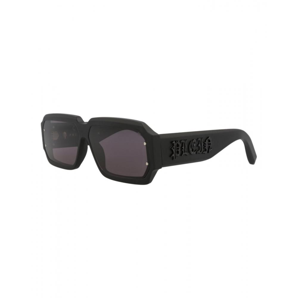 Philipp Plein Square Frame Acetate Sunglasses Black Black Smoke