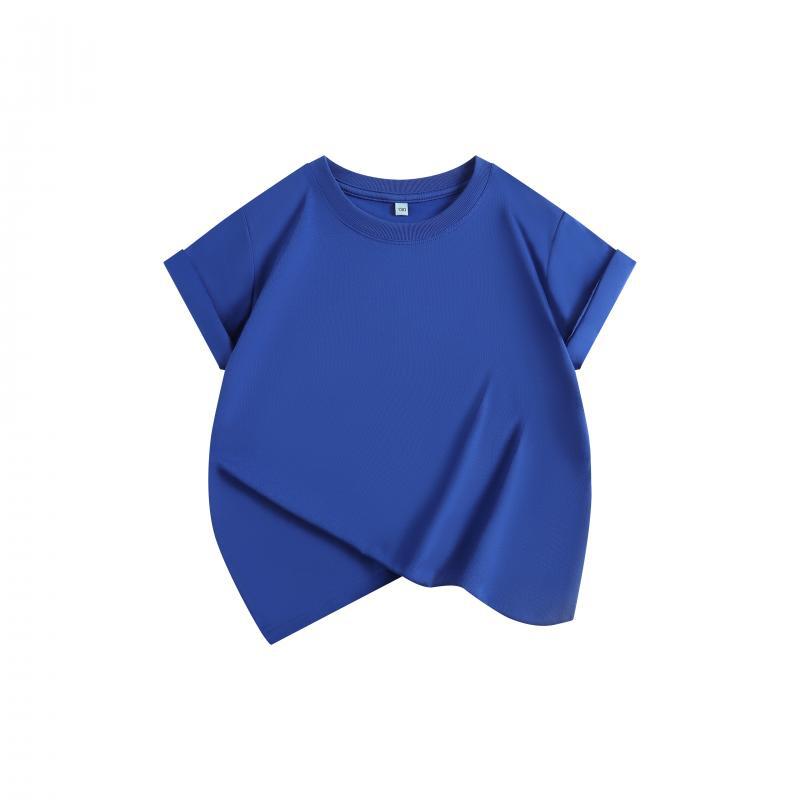 Sommer 230g neues kurzärmeliges Oberteil einfarbig Rundhals mit coolem Kinder-T-Shirt vielseitig kann als Logo verwendet werden