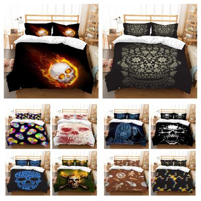 Home Bedclothes Skull Print Cool Bedding Cover Set High Quality Duvet Cover Polyester Bed Set Single Double Size Bedspread