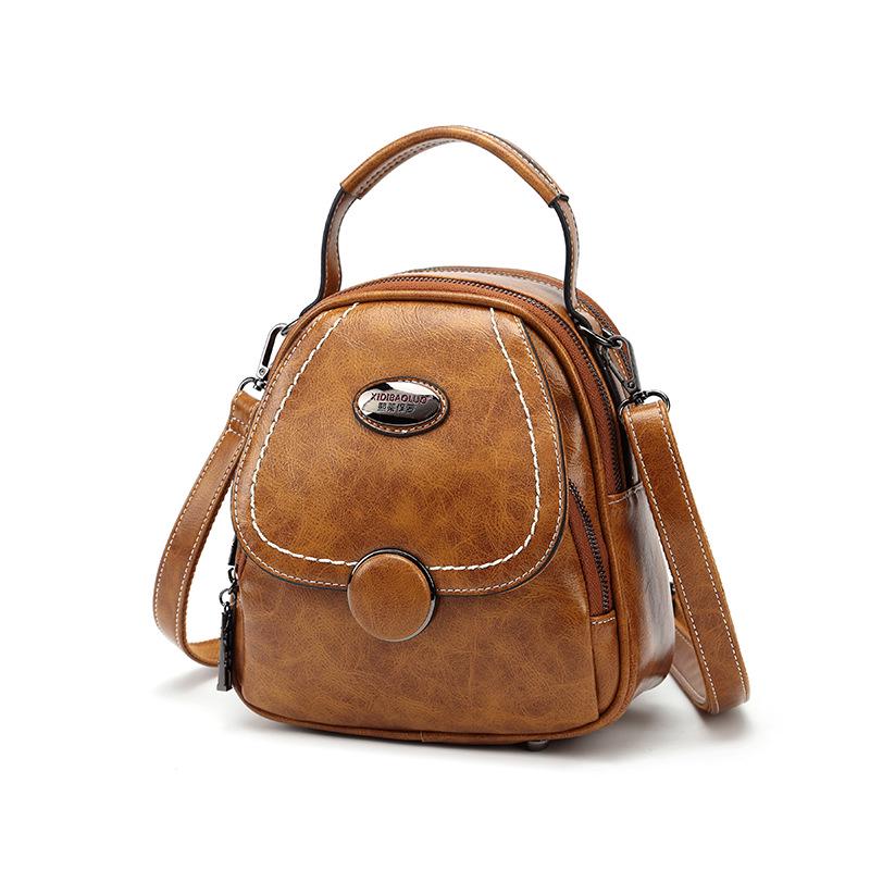 2025 Xidi Baoluo Damski Retro Miękki Skórzany Plecak Crossbody - Duża Pojemność