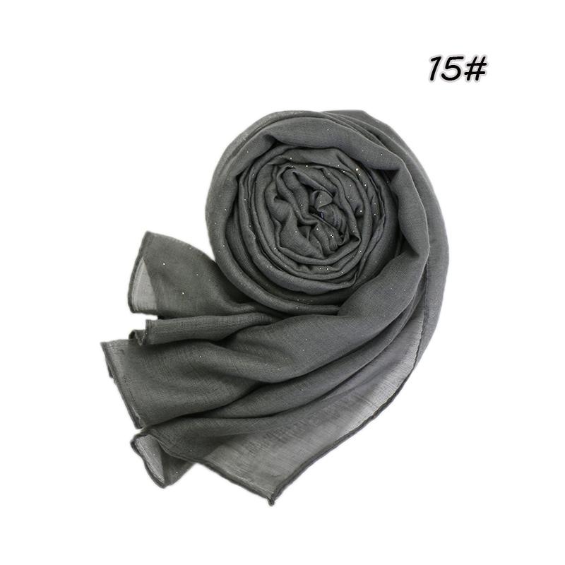 Shimmer Glitter Cotton Viscose Hijab Scarves For Women Muslim Long Shawls Headscarf Wraps Solid Headbands Stole Bufandas Turbans