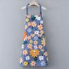 Sunflower Pattern All-Cotton Canvas Apron - One Size, Stain-Resistant, Modern Minimalist Design for Household Cleaning