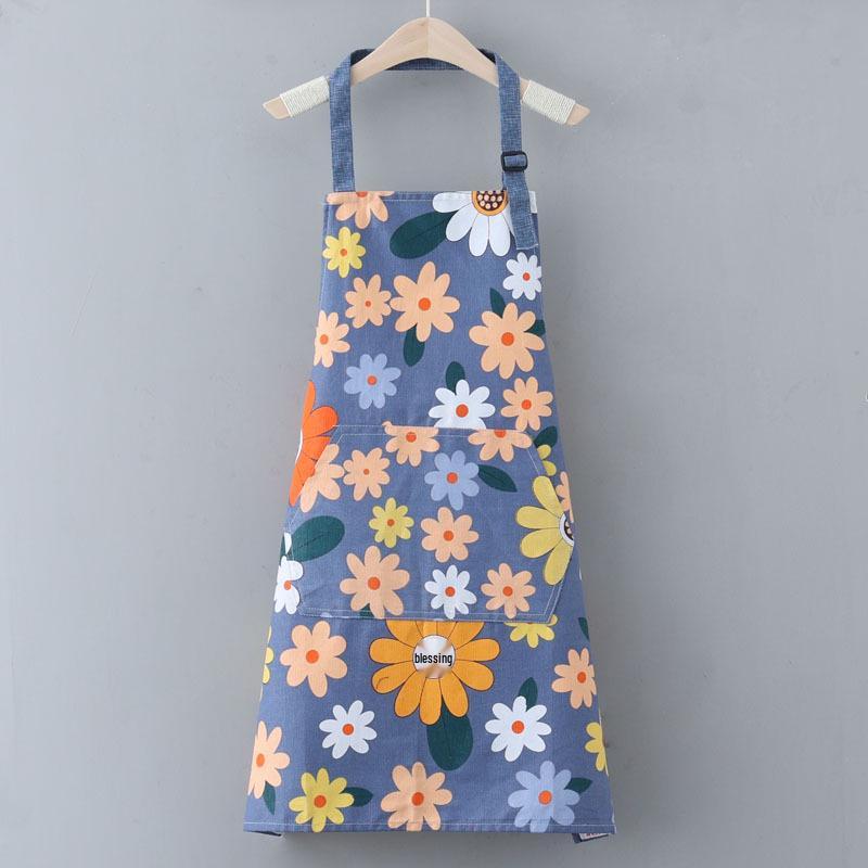 Sunflower Pattern All-Cotton Canvas Apron - One Size, Stain-Resistant, Modern Minimalist Design for Household Cleaning