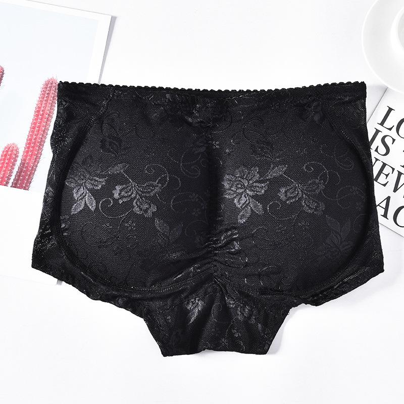 

Дышащие трусики кружевные с подкладкой для приподнятия ягодиц, формирующие бедра, женские Black,XL