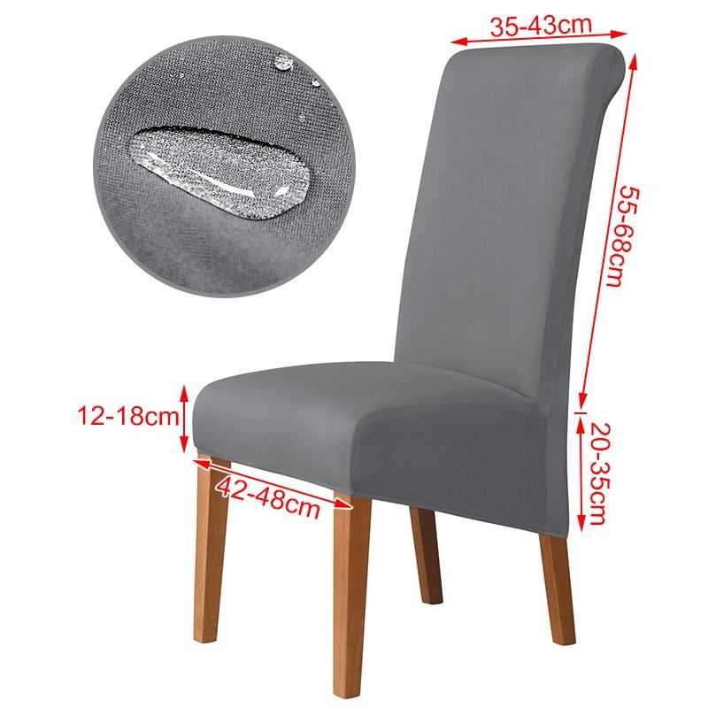 100%Waterproof Fabric Chair Cover Elastic XL Size Slipcover Solid Color Long Back Chair Covers Washable For Kitchen Home Hotel