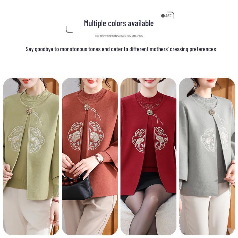 Xuexi Women's Embroidered Autumn Cardigan Set