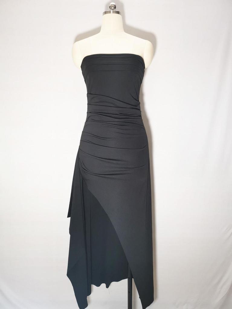 Women's One-Shoulder Strapless Evening Dress - Sexy Backless High Slit Gown