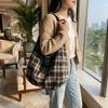 Borsa a tracolla Fashi a quadri da donna, borsa a spalla casual in tela, borsa tote di grande capacità, texture comoda e versatile, borse portaoggetti