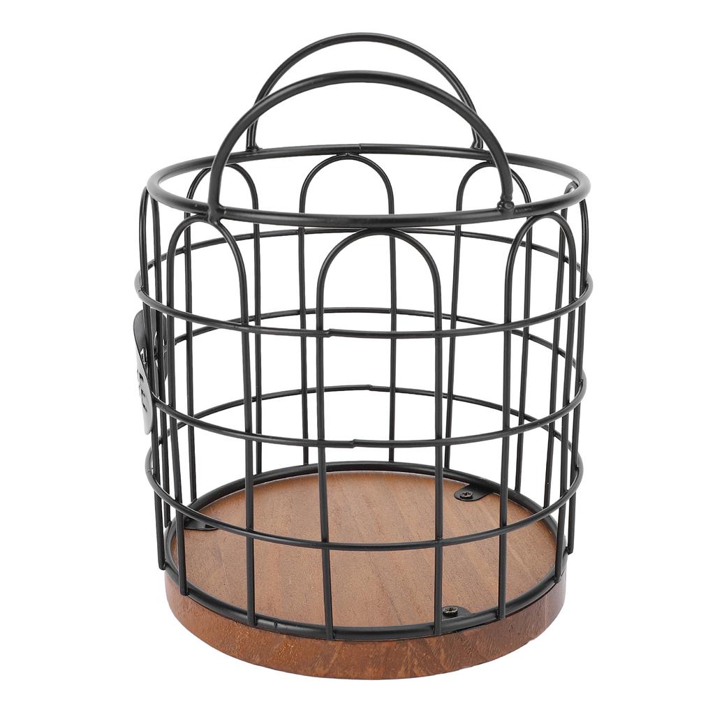 Coffee Pod Holder Iron Wire Weighte Wooden Base Coffee Capsule Storage Basket for Kitchen