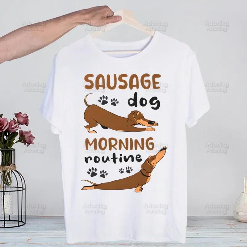 Dachshund Teckel Funny Cute Dog Animal Funny T Shirt Men New Casual Short Sleeve Tshirt Homme Manga Unisex T-shirt Tees