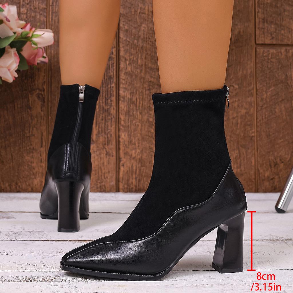 Fashion Women's Boots Fashionable Autumn New Comfortable Pointed Toe Side Zipper  Versatile Chunky Heels  Women's High Heel Boots 625