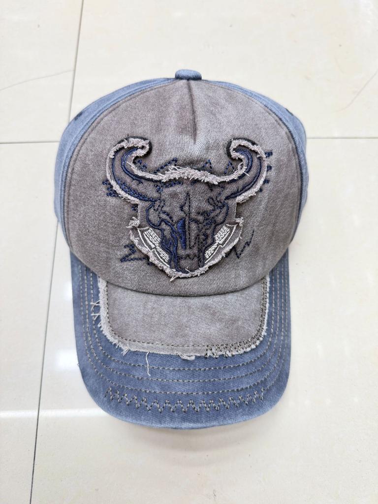 Pure cotton washed coating baseball hat cow head embroidered flower hat word sunshade duck tongue trendy and versatile
