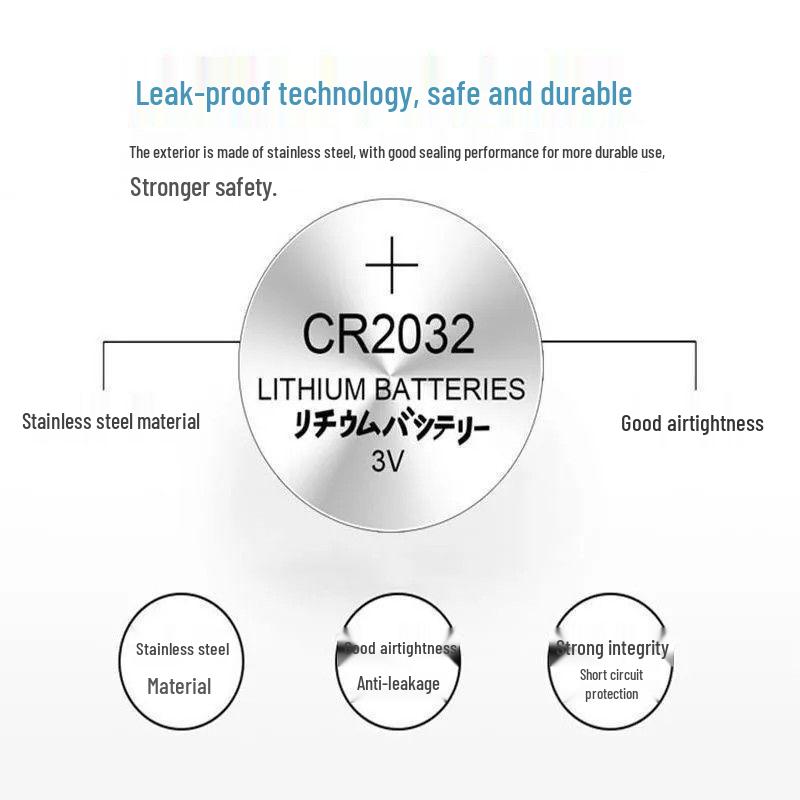 3V Button Battery Options: CR2032, CR2025, CR2016, CR1632, CR1620, CR1220.
