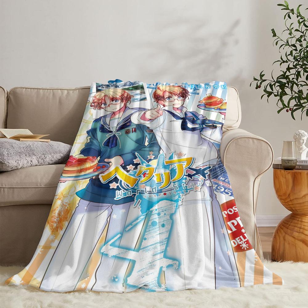 H-Hetalia Axis Powers Throw Soft Flannel Throw Summer Blanket Lightweight Cozy Nap Blanket for Sofa Bed Travel 100cmx150cm