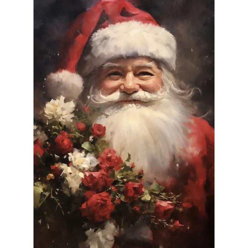 Vintage Weihnachtsmann Porträt Leinwandbild Mistelzweig Briefe lesen Spielzeug Kekse Weihnachts-Wanddeko Heimdeko Poster Pr