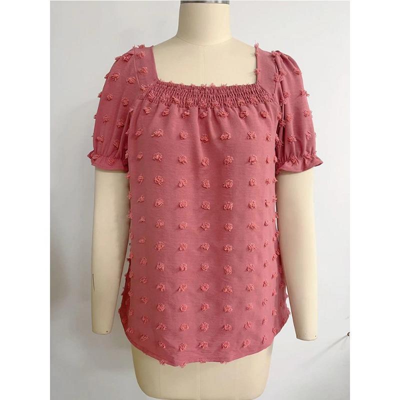 

Летняя шифоновая рубашка с пышными рукавами, женские топы с короткими рукавами, элегантная женская блузка с квадратным вырезом, тонкие однотонные винтажные офисные женские блузки 24054 XXL