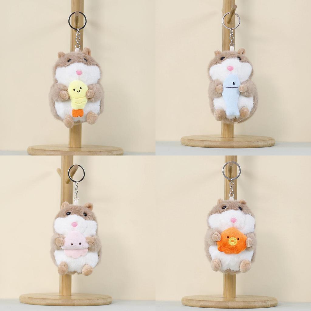 Plush Hamster Keychain Cute Cartoon Toy For School Backpack Kids Gift
