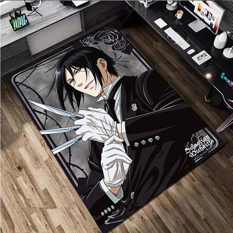 1Pc Black Butler Print Rug - home decoration Carpet For Living Room Bedroom Flooring Computer Chair Area Rug