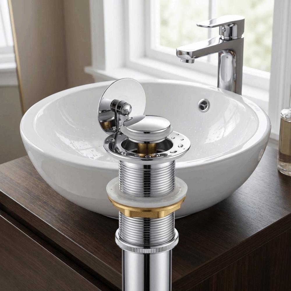 Push-Button Control Basin Drain Plug Bathroom Replacement Accessories Easy Installation