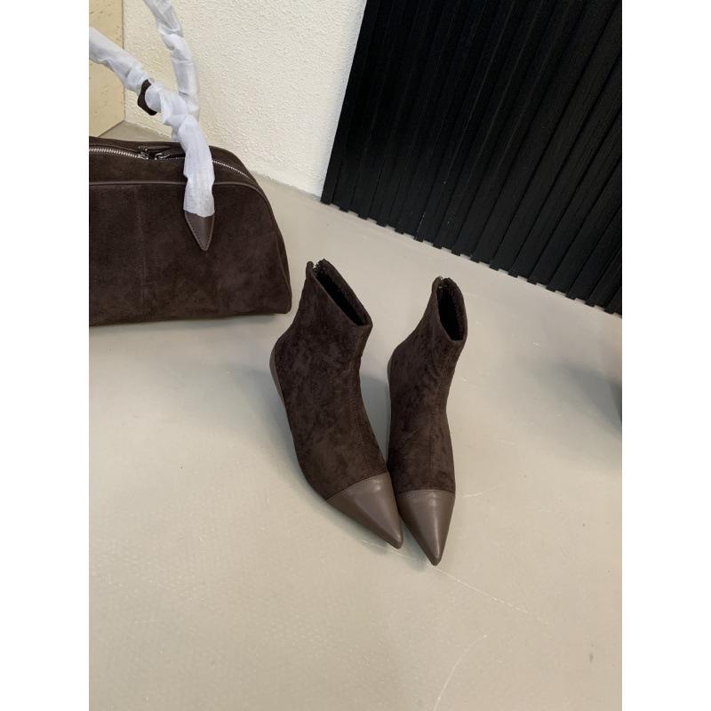 Low-heeled Short Boots Women's New 2025 Autumn and Winter Suede Boots Thin Women's Boots Square-toed Short Boots Design Sense Martin Boots