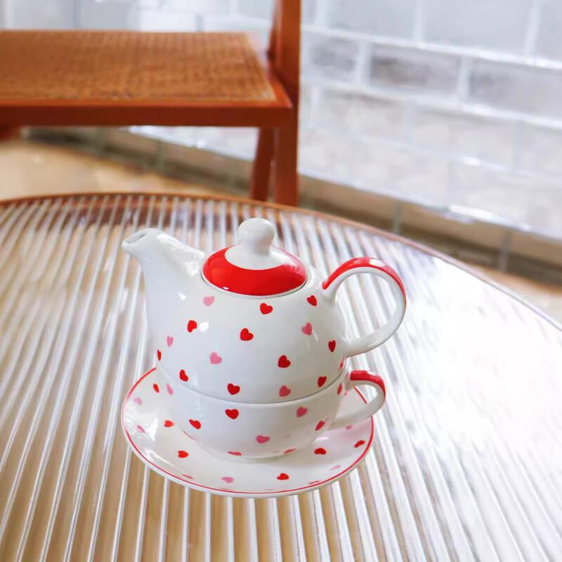 OLOEY Small Heart Letter Ceramic Teapot