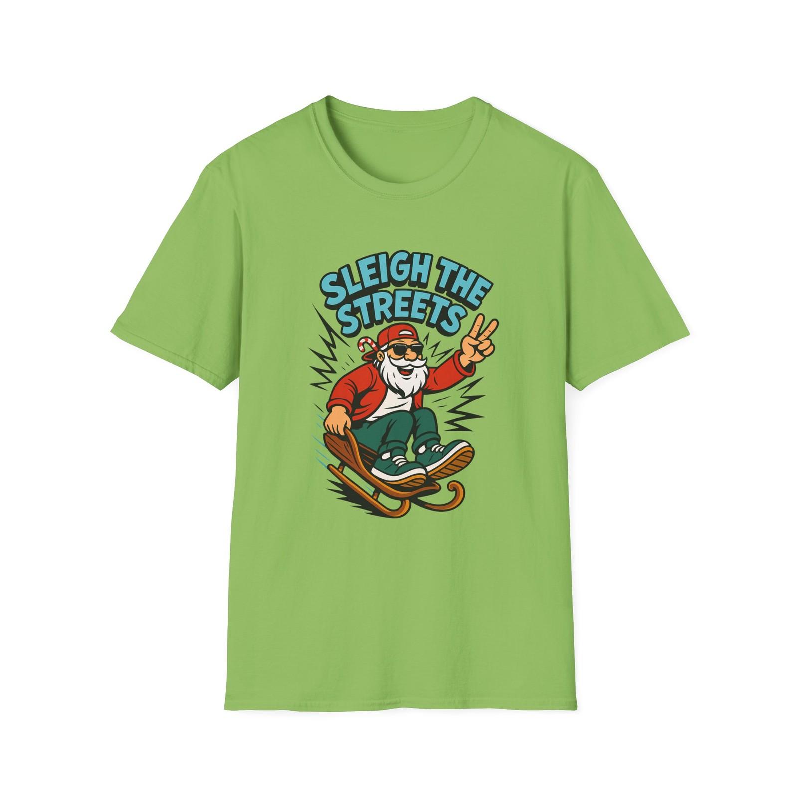 Unisex Softstyle T-Shirt Mens Womens Tees Top Graffiti Santa Sleigh Skateboard Funny Christmas 2XL