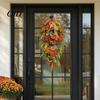 Arreglo Floral Artificial Festivo Artificial Otoño Lágrima Guirnalda, Cosecha de Otoño Girasoles Calabazas Hojas Bayas Puerta Guirnalda de Agujas de Pino