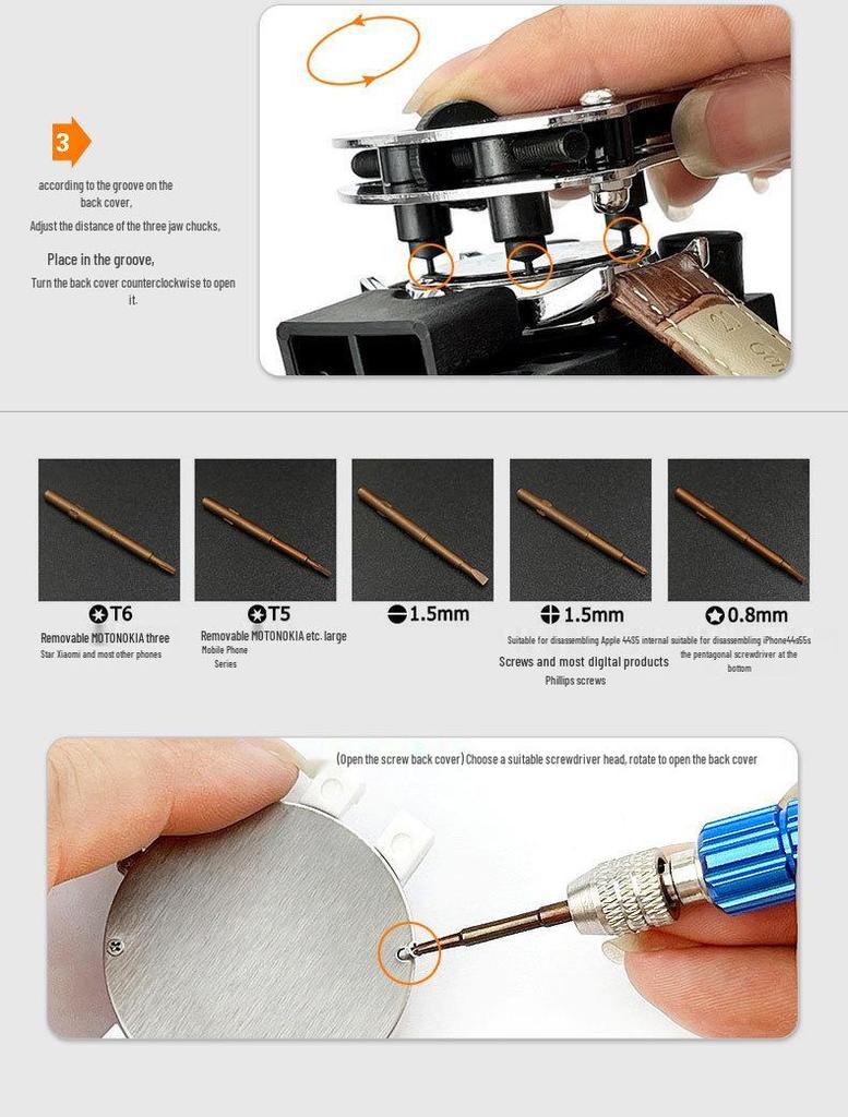 Sada na opravu hodinek: 212dílná sada nářadí pro demontáž a výměnu baterie