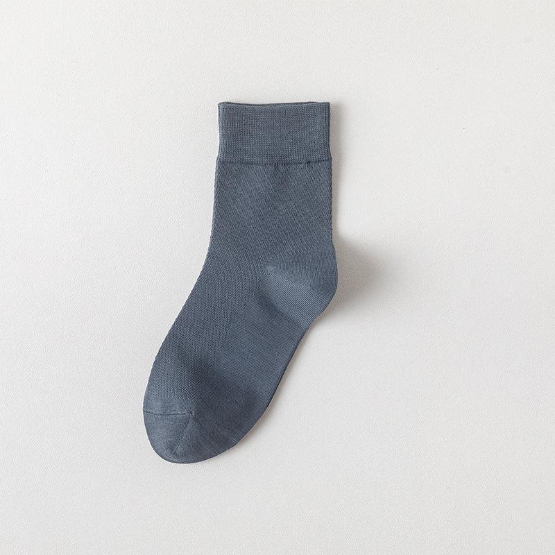 Women's Summer Thin Cotton Pure Color Mesh Breathable Boneless Sweat Absorbable Tube Socks