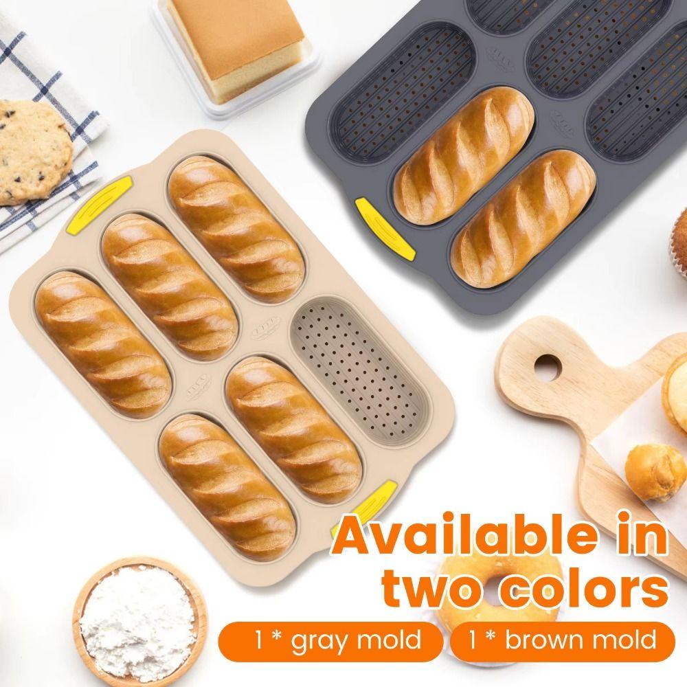 Food Grade Silicone Silicone Baking Mold 6 Cavity Hot Dog Bread Mold Bake Tray DIY Kitchen