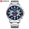 CURREN Men's Business Steel Belt Quartz Calendar Six-hand Chronograph Luminous Men's Watch